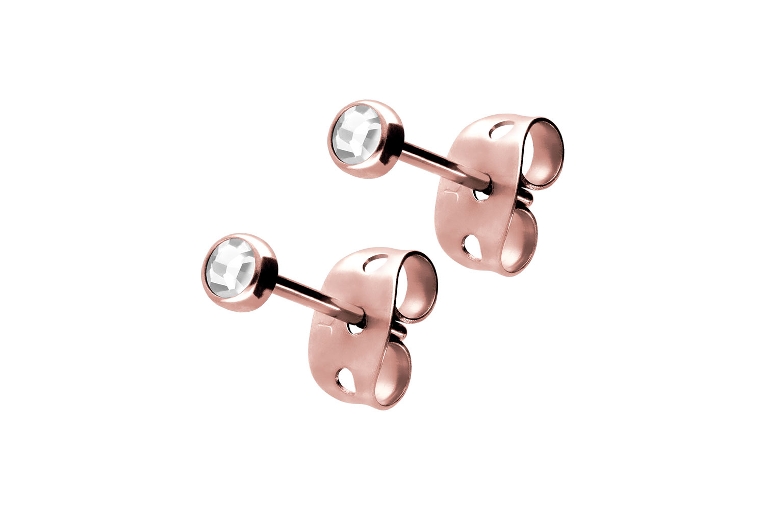 Titan Ohrstecker FLACHER KRISTALL von Piercingline